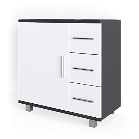 Vicco Waschbeckenunterschrank Ilias, Waschtischunterschrank mit Schubladen, Anthrazit/Weiß, 60 x 60.8 cm