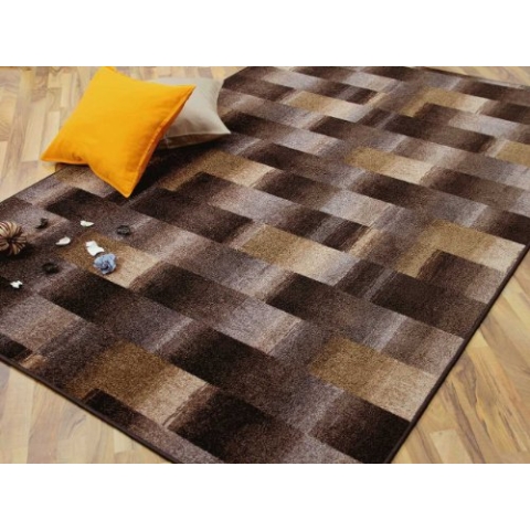 Snapstyle Designer Velour Teppich Mystic Karo Braun Karamell Schoko Beige in 24 Größen