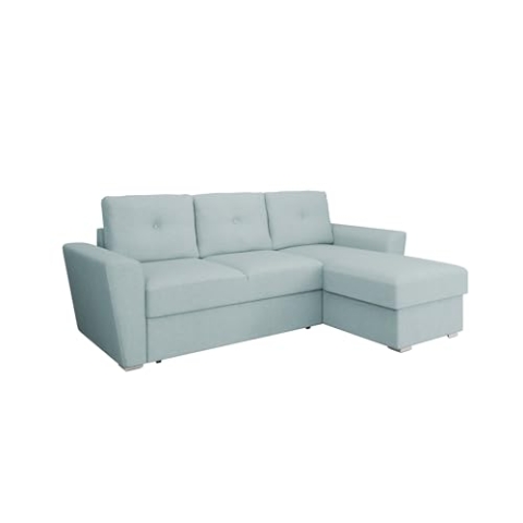 PANDA MÖBEL Ecksofa in L-Form Bellano - Links oder rechts montierbar, helles Pastellblau
