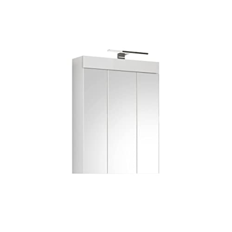 xonox.home X19A9726 Snow Spiegelschrank Bad in Weiß Hochglanz mit Beleuchtung, Badschrank ca. 79x60x18 cm