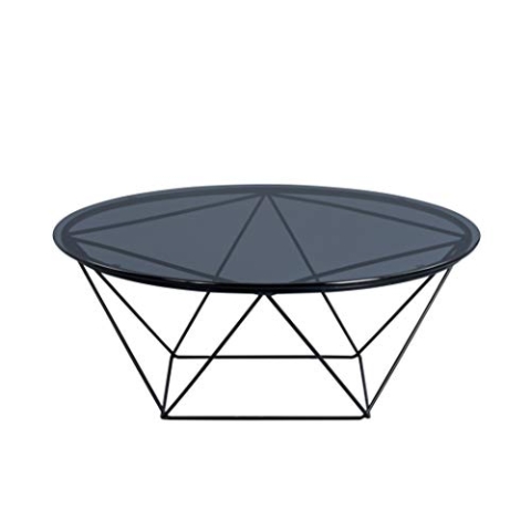 M2 Kollektion Nairo 2 Couchtisch/Beistelltisch, Glas, grau, Durchmesser 90cm, Höhe 36cm