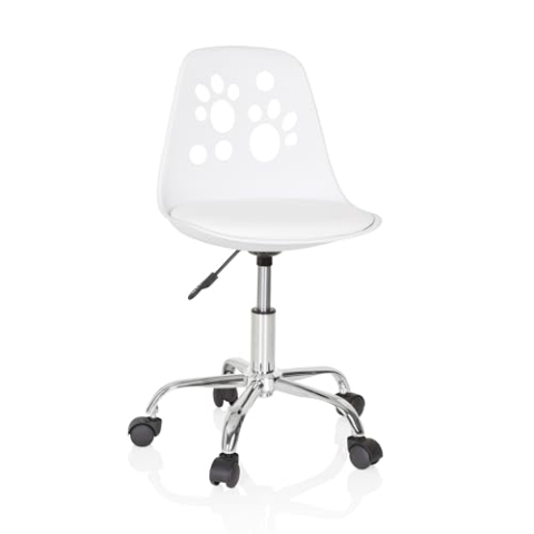hjh OFFICE 742002 Kinderdrehstuhl Fancy I Kunstleder Weiß mitwachsender Drehstuhl im peppigen Design