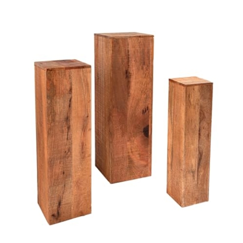 invicta INTERIOR Design Säule 3er Set MAKASSAR 80cm Mangoholz Handarbeit Dekosäulen Beistelltisch Tische