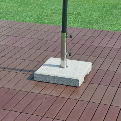 casa.pro Sonnenschirmständer Bomba Granitsockel Sonnenschirmhalter Ständer für Schirmstöcke Ø25/32/38/49mm Griffmulde für Transport Edelstahl 38x38x6,5cm