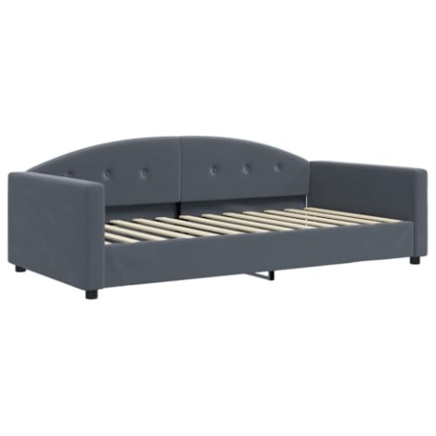 vidaXL Tagesbett, Gästebett ohne Matratze, Bettsofa Schlafsofa für Schlafzimmer Wohnzimmer, Bettgestell Lattenrost Sofa, Modern, Dunkelgrau 100x200cm Samt