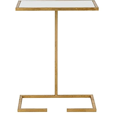 SAFAVIEH Glam Accent Table with Iron Legs, in Gold and White, 26 X 41 X 53.34
