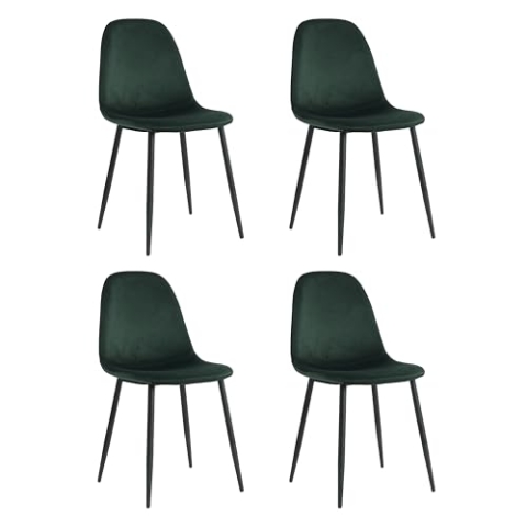 Mevsim Store Esszimmerstühle 4er Set Grün – Samtstühle ohne Armlehne – Bequeme Polsterstühle mit Metallbeinen für Küche & Esszimmer