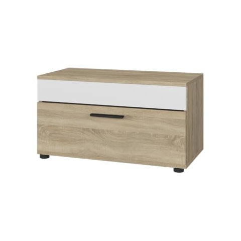 Vicco Wohnzimmerschrank Berno, Sonoma/Weiß, 70.8 x 38.9 cm mit Klapptür