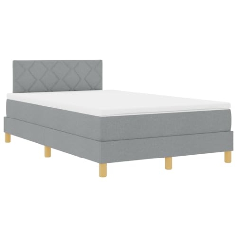 vidaXL Boxspringbett mit Matratze Hellgrau 120x200 cm Stoff