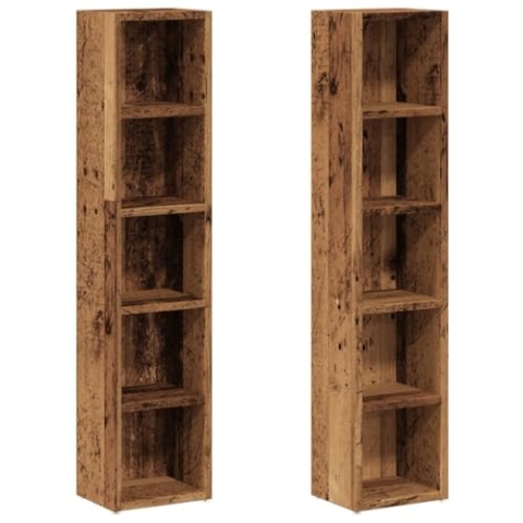 vidaXL CD-Regale 2 STK. Altholz-Optik 21x16x93,5 cm Holzwerkstoff, CD-Schrank, CD-Ablage, Standregal, Regalschrank, CD-Lagerregal, Regal, Regale
