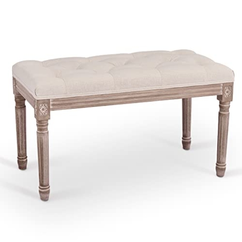 VONLUCE Pianobank Garderobenbank Klavierbank küchenbank Sitzbank Bettbank Schuhbank Polsterbank Hockerbank mit Holzbeinen für Schlafzimmer Wohnzimmer (Beige-80x42x47cm)