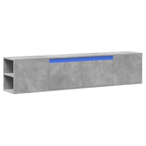 vidaXL TV Wandschrank mit LED, Fernsehschrank mit Stauraum, Fernsehtisch für Wohnzimmer Schlafzimmer, Lowboard, Betongrau Holzwerkstoff