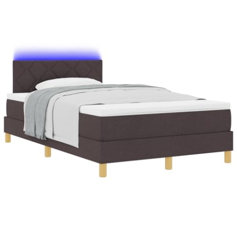 vidaXL Boxspringbett mit Matratze & LED Dunkelbraun 120x200 cm Stoff