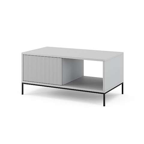 Vicco Couchtisch Eliza, Wohnzimmertisch mit Schublade, Grau, 90 x 50 cm