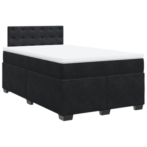 vidaXL Boxspringbett, Polsterbett Bett mit Matratze Matratzenauflage, Bettgestell mit Kopfteil Lattenrost, Doppelbett für Schlafzimmer, Schwarz 120x190cm Samt
