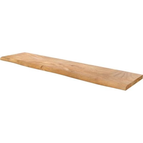 DELIFE Wandboard Live-Edge Akazie Natur 145 cm Massivholz Baumkante Wandregal