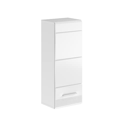 xonox.home X18A9721 Linus Badezimmerschrank Weiß Hochglanz, Badschrank zum Hängen 30 x 77 x 23cm