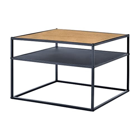 [en.casa] Beistelltisch Quinisut 40 x 55 x 55 cm Sofatisch mit unterer Ablage Wohnzimmertisch Metallgestell Holz-Optik/Schwarz