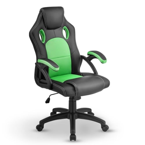 Juskys Racing Schreibtischstuhl Montreal ergonomisch höhenverstellbar & gepolstert 120 kg belastbar Bürostuhl Drehstuhl PC Gaming Stuhl - grün