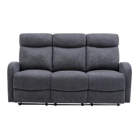 Vente-unique-Relaxsofa 3-Sitzer - Stoff - Grau - Evelyn