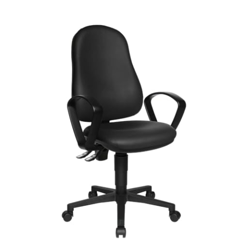TOPSTAR Profi Bürostuhl mit Armlehnen California 25 HD Kunstleder Drehstuhl ergonomisch, Rückenlehne in Höhe und Neigung verstellbar, Schwarz