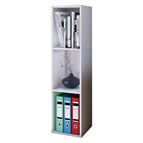VCM Regal Standregal Bücherregal Aktenregal Möbel Holz Büro Möbel Schrank Ordnerregal Aufbewahrung Weiß Mendas