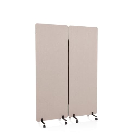 hjh OFFICE Mobile Akustik Trennwand 2er Set 177 x 60 cm FLEXMIUT Stoff Taupe Raumteiler mit Rollen & Gleiter 891000