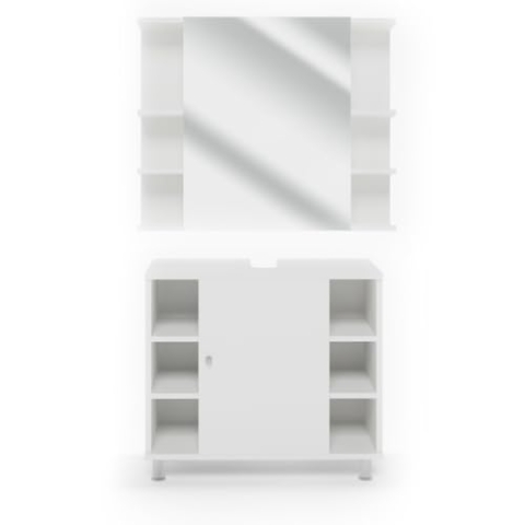 Vicco Badmöbel-Set Fynn, Badezimmerschrank-Set, Weiß, 2 Teile