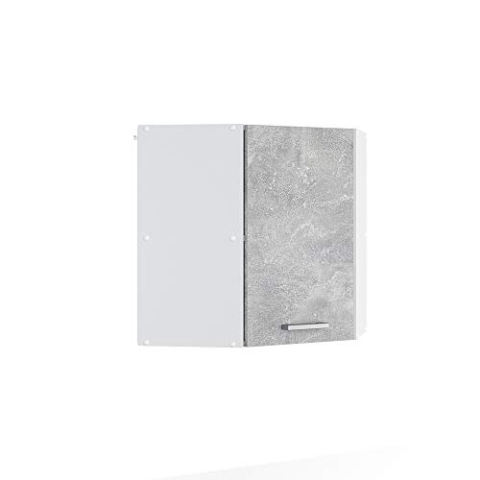Vicco Eckhängeschrank R-Line, Küchen-Eckschrank, Beton/Weiß, 57 cm