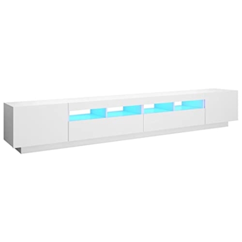 vidaXL TV Schrank mit LED-Leuchten Lowboard Sideboard Fernsehschrank Fernsehtisch TV Möbel Tisch Board HiFi-Schrank Weiß 260x35x40cm