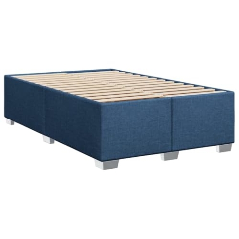 vidaXL Bettgestell, Bett mit Bettfüße Lattenrost, Polsterbett für Schlafzimmer, Doppelbett Bettrahmen, Modern, Blau 120x200cm Stoff