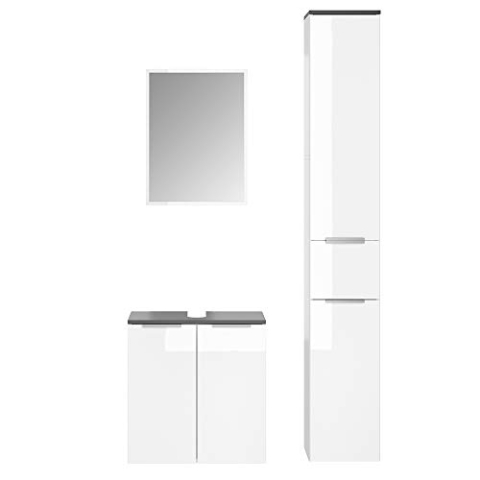 Vicco Badmöbel-Set Otis, Badezimmerschrank-Set, Weiß, 3 Teile, mit Hochschrank