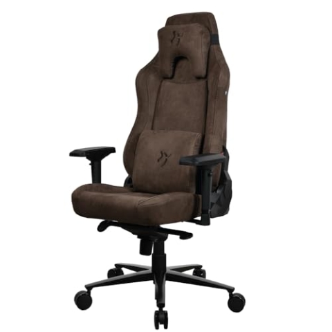 Arozzi Vernazza Supersoft™ Luxuriöser Gaming- oder Bürostuhl aus strapazierfähigem Stoff, weiche Memory-Schaum-Lenden- und Nackenkissen, Tragkraft: 145 kg, 4D-Armlehnen – (Brown)