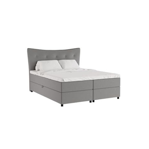 PANDA MÖBEL Nevada Boxspringbett 160 x 200 cm Doppelbett mit hochwertiger Bonell-Matratze und Topper, Polsterbett mit Bettkasten, Schlafzimmer, Bequem, Modern, Stilvoll