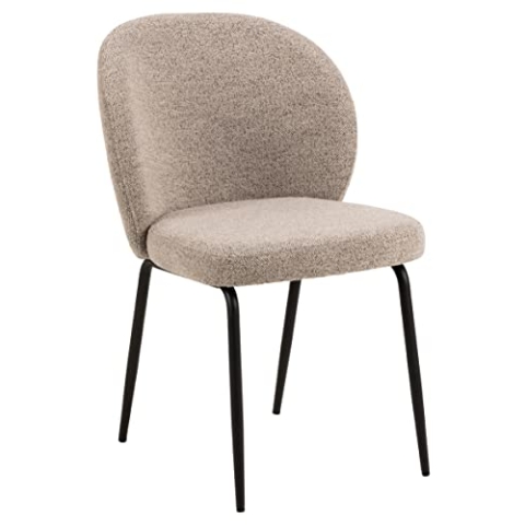 AC Design Furniture Panna Esszimmerstühle 2er Set, Beige Stühle, Moderne Küchenstühle, Polsterstühle mit Bouclé Bezug in Beige mit Schwarzen Metallbeinen, Küchenstuhl Set, Esszimmermöbel