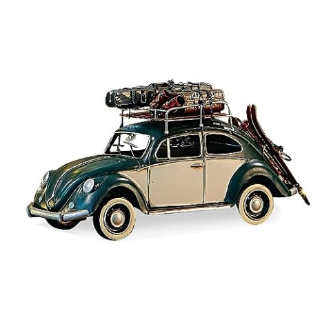 Loberon Deko-Auto Dawlish, Sammlerstück-Charakter, Nostalgischer Look, Mini-Oldtimer, Kunstvoll Gestaltet, Weihnachtsdeko, Weihnachten, Eisen, grün