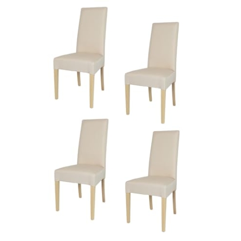 t m c s Tommychairs - 4er Set Moderne Stühle Chiara für Küche und Esszimmer, robuste Struktur aus lackiertem Buchenholz Farbe Naturfarben, gepolstert und mit Stoff in der Farbe Elfenbein bezogen