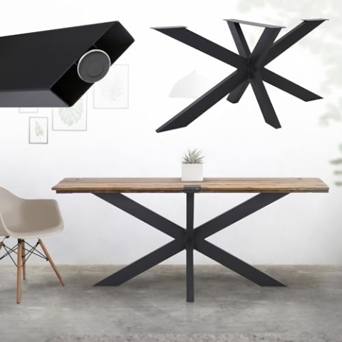 ML-Design Tischgestell Spider 78x71x120 cm, Schwarz, Kreuzgestell Kreuz X-Design Tischfüße Möbelfüße, Schwerlast Tischkufen Stahl, Metall Tischbeine, DIY Esstisch, Industriedesign, einfache Montage