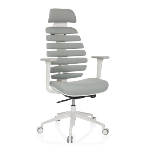 hjh OFFICE Profi Bürostuhl Ergo LINE W Drehstuhl mit ergonomisch geformter Rückenlehne inkl. Lordosenstütze, Hellgrau