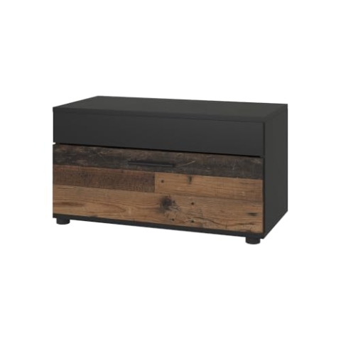 Vicco Wohnzimmerschrank Berno, Schwarz/Oldstyle, 70.8 x 38.9 cm mit Klapptür