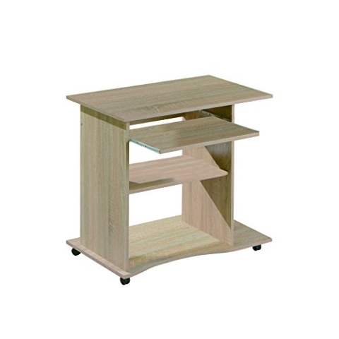 Inter Link – Schreibtisch – Laptoptisch – Computertisch - Auf Rollen – Ausziehbare Schublade – Mini Bürotisch – Laminatbeschichtet – 80 x 50 x 75cm - Sonoma Eiche Nachbildung– Durini