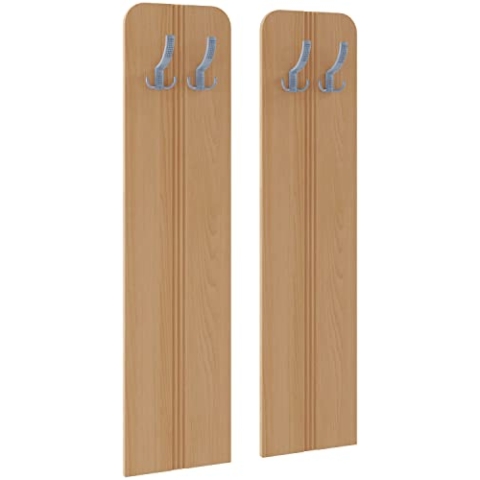 VCM Holz Garderoben-Set | Dielenmöbel | Maße pro Paneel: H. 110 x B. 27 x T. 2 cm | je Paneel 2 Haken - Balia Buche