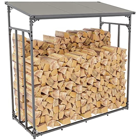 CLP Kaminholzunterstand Ruston Aluminium I Kaminholzregal Anthrazit I Holzlager Aus Aluminium I Feuerholzregal Für Außen, Größe:S