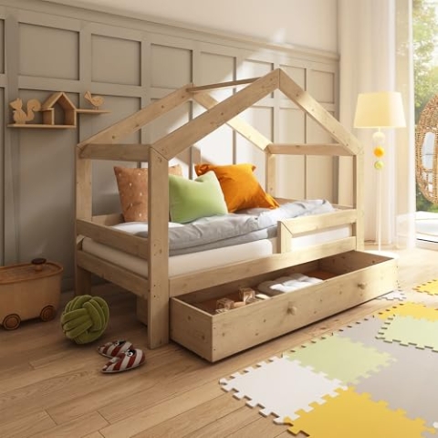 Need Sleep Hausbett 90x180 cm mit Schublade und Rausfallschutz Symmetrisch