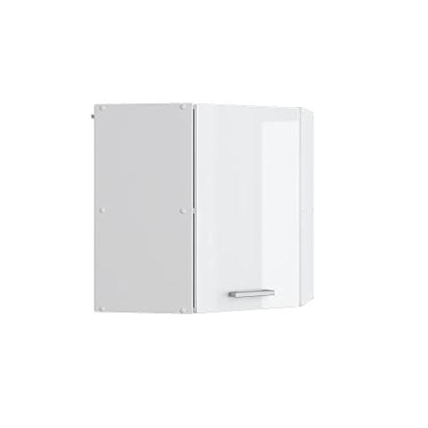 Vicco Eckhängeschrank R-Line, Küchen-Eckschrank, Weiß Hochglanz/Weiß, 57 cm