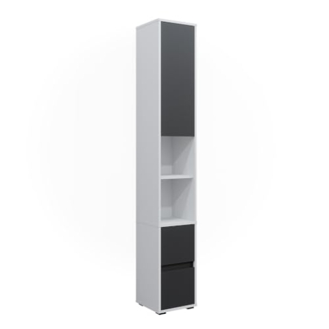 Vicco Wäscheschrank Maltin, Weiß, 30.2 x 189 cm mit Einer Tür und Zwei Schubladen