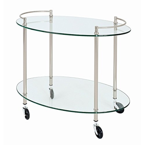 HAKU Möbel Servierwagen edelstahloptik, Metall, Sicherheitsglas 8 mm - Maße: B 68 cm x H 63 cm x T 46 cm, Style: Contemporary