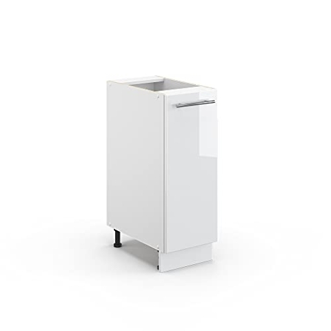 Vicco Midischrank Fame-Line, Weiß Hochglanz/Weiß, 30 x 81.6 cm ohne Arbeitsplatte