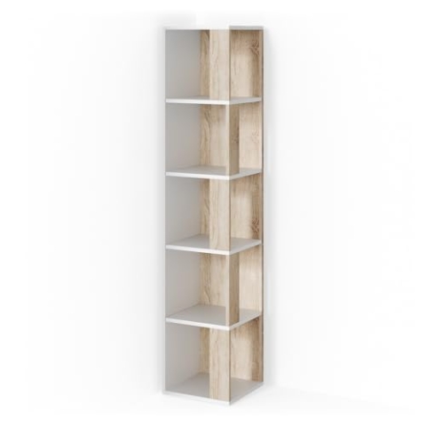 Vicco Eckregal Lio, stehendes Bücherregal, Weiß/Sonoma, 33.3 x 162.2 cm