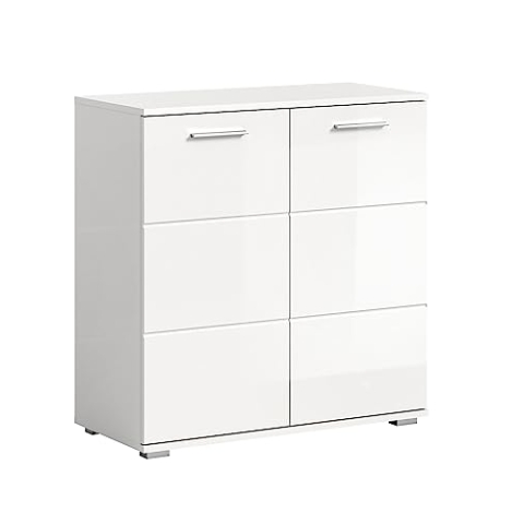 xonox.home Kommode Prego Kommode Flurmöbel Staurauchschrank Schrank Anrichte in Korpus weiß Hochglanz Front weiß, ca.80x83x37 cm